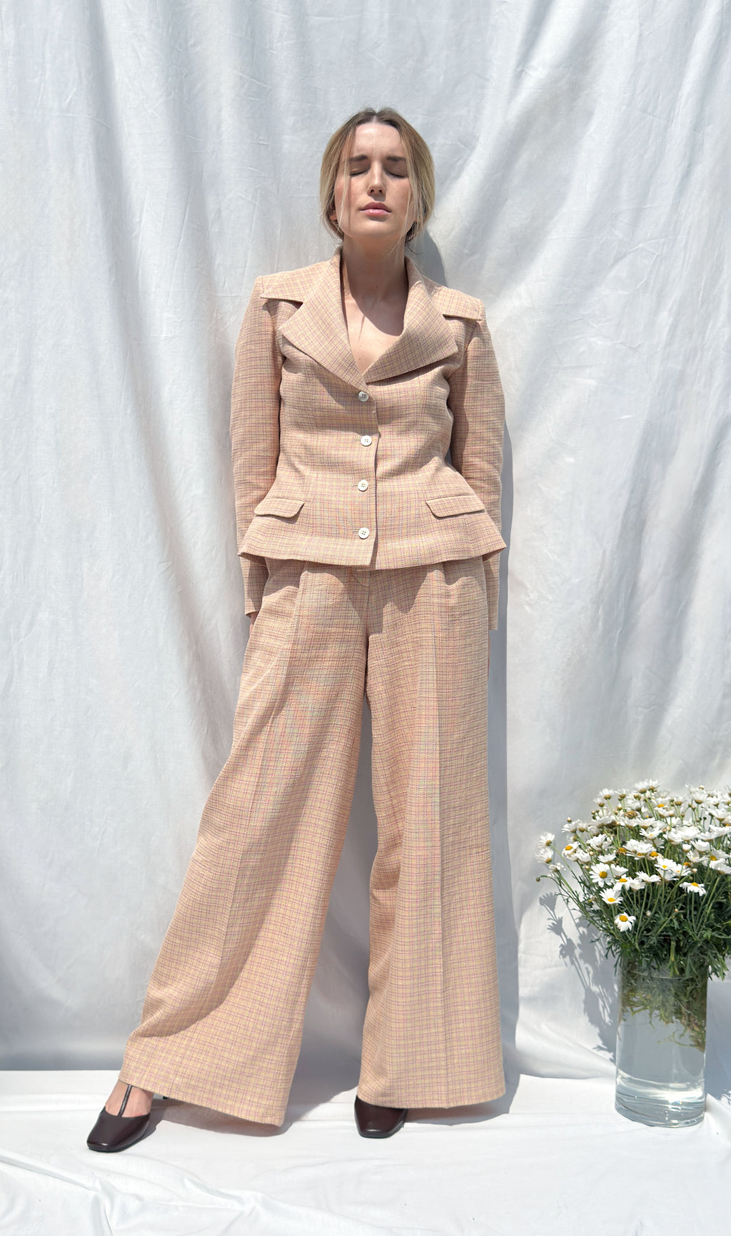 Szerokie spodnie “Crème de Fraise” z dwoma zakładkami